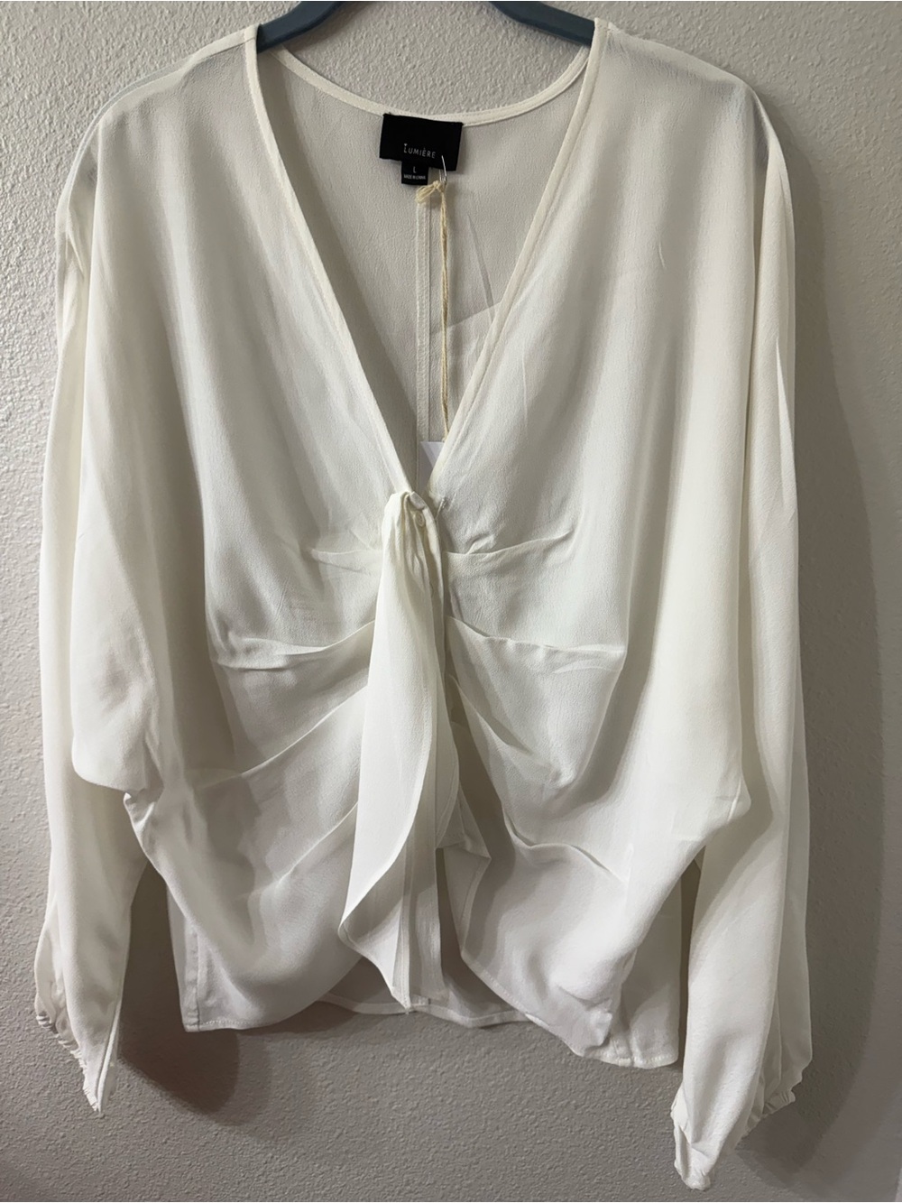 Lumiere Cream Tie-Front Blouse - Elegant Women's Top